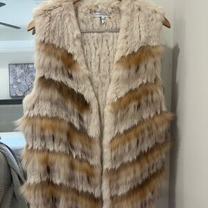 Heartloom Women's Fur Vest - Cream and Brown NWOT